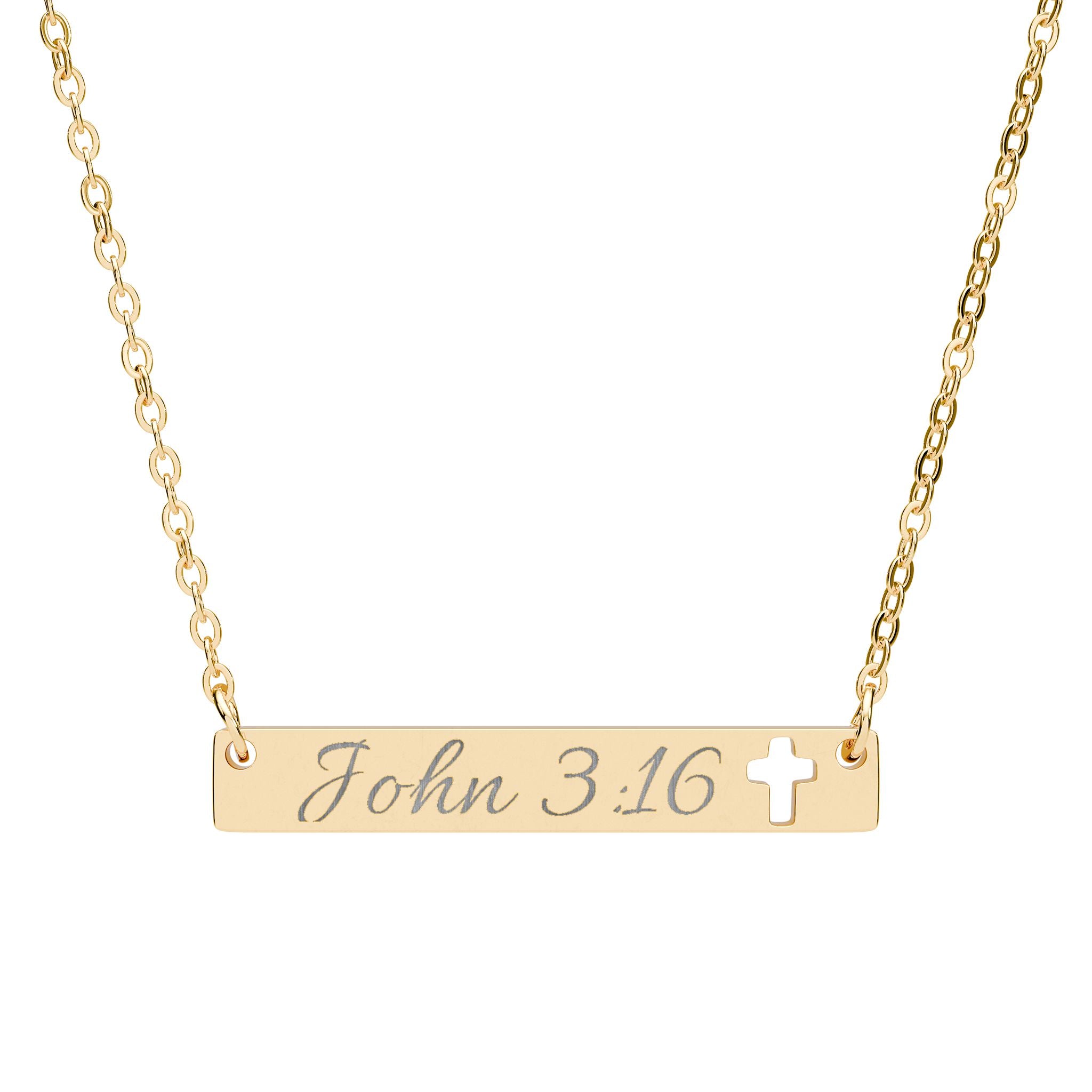 Cutout Cross Bar Necklace (Engraving)