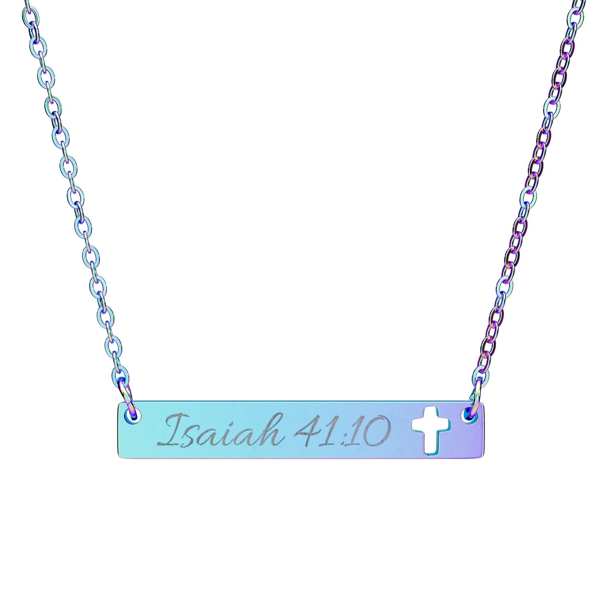 Cutout Cross Bar Necklace (Engraving)