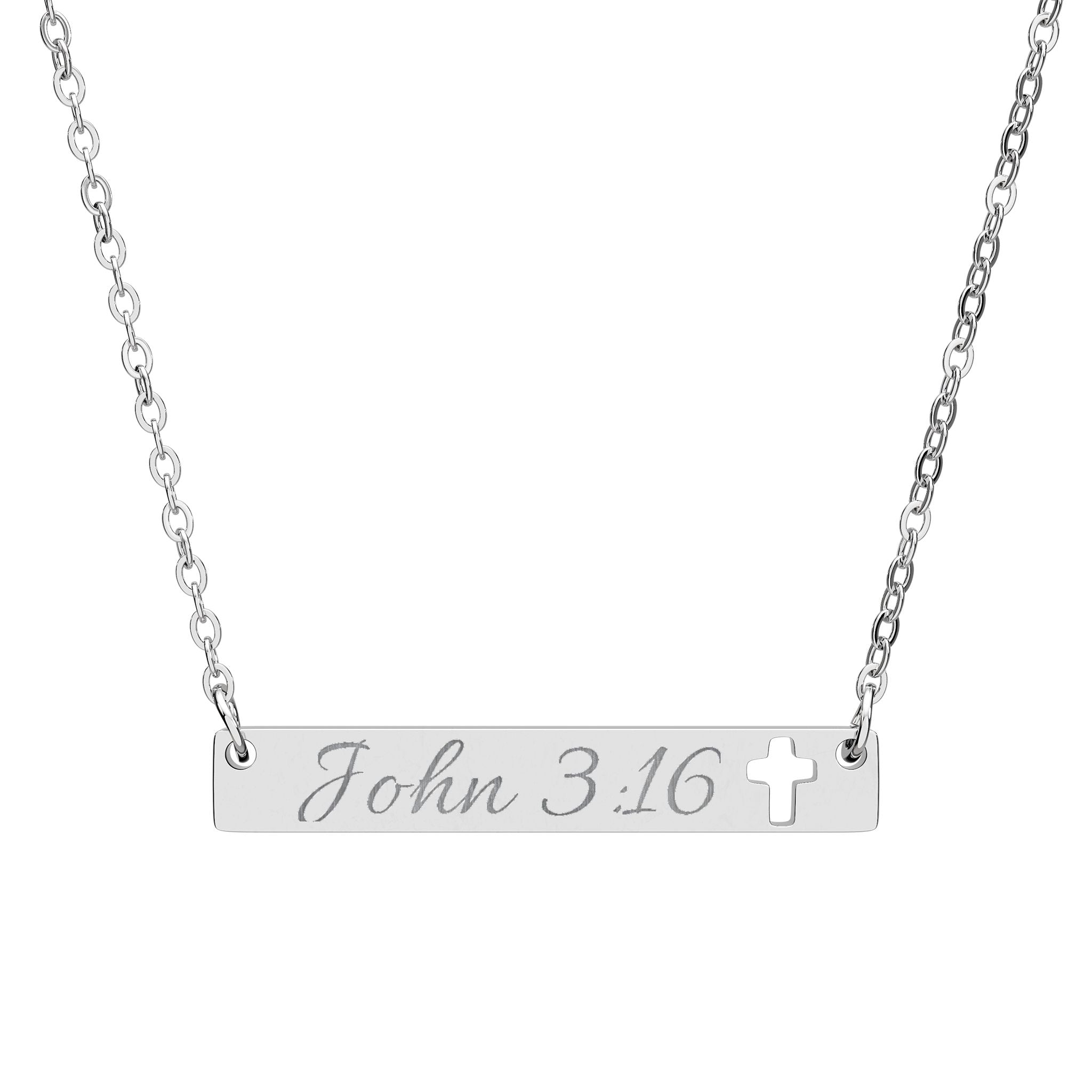 Cutout Cross Bar Necklace (Engraving)