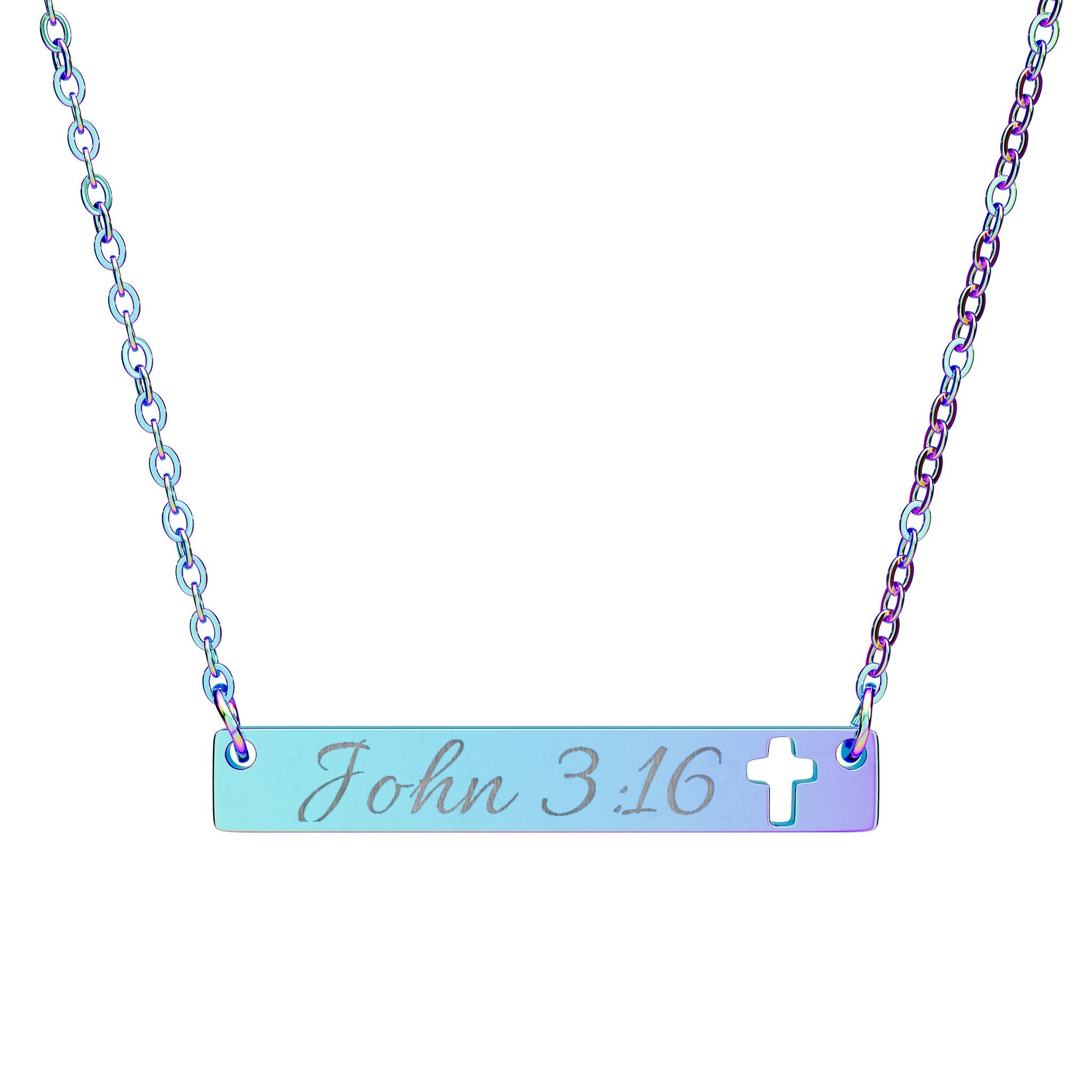 Cutout Cross Bar Necklace (Engraving)